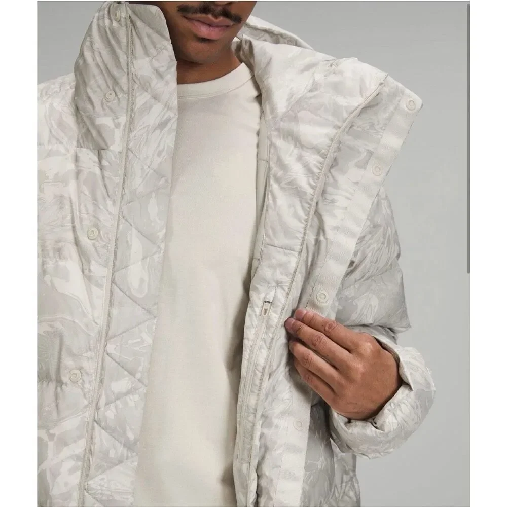 Lululemon Down Jacket Maple Metamorphosis Light Neutral Multi Men’s L Water-Repe
